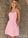 Cute Pink Spaghetti Strap Ball Gown Strapless Sleeveless Popular Short Homecoming Prom Dress, CPH298