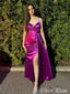 Elegant Pink Spaghetti Strap Mermaid Side Slit Popular Maxi Long Party Prom Dresses, FM568