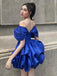 Elegant Royal Blue Off Shoulder Ball Gown Strapless Sleeveless Popular Short Homecoming Prom Dress, CPH299