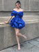 Elegant Royal Blue Off Shoulder Ball Gown Strapless Sleeveless Popular Short Homecoming Prom Dress, CPH299