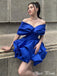 Elegant Royal Blue Off Shoulder Ball Gown Strapless Sleeveless Popular Short Homecoming Prom Dress, CPH299