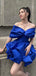 Elegant Royal Blue Off Shoulder Ball Gown Strapless Sleeveless Popular Short Homecoming Prom Dress, CPH299