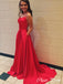 Elegant Red Spaghetti Strap A-Line&nbsp;Popular Maxi Long Party Prom Dresses, FM570