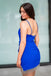 Charming Navy Blue Spaghetti Straps V Neck Sleeveless Popular Short Homecoming Prom Dress, CPH174