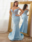 Gorgeous Blue Mermaid Off Shoulder Applique Beading Long Party Prom Dresses,Evening Gowns,FM09