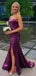 Charming Purple Strapless Sleeveless Side Slit Maxi Long Party Prom Dresses, Evening Gowns, FM364