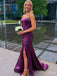 Charming Purple Strapless Sleeveless Side Slit Maxi Long Party Prom Dresses, Evening Gowns, FM364