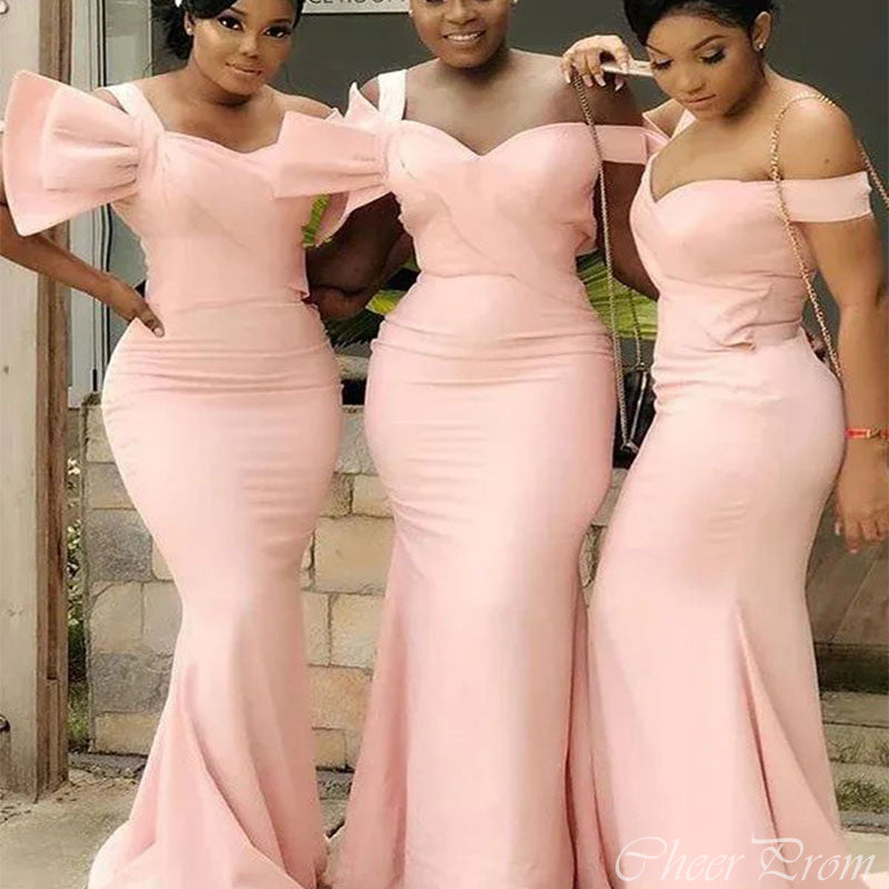 Unique Mermaid Off Shoulder Popular Cheap Long Wedding Party Bridesmaid Dresses Online, CP101