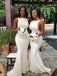 Charming White Mermaid Sleeveless Popular Cheap Long Wedding Party Bridesmaid Dresses Online, CP102