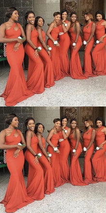 Unique Mermaid One Shoulder Cheap Long Wedding Party Bridesmaid Dresses Online, CP106