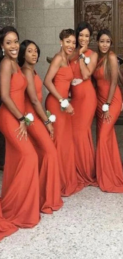 Unique Mermaid One Shoulder Cheap Long Wedding Party Bridesmaid Dresses Online, CP106