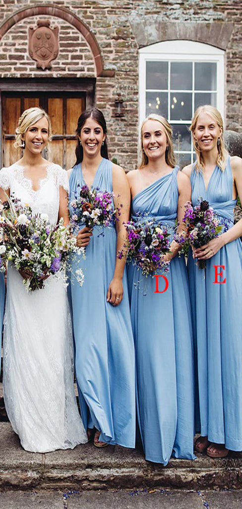 Mismatched A-Line Elegant Cheap Long Wedding Party Bridesmaid Dresses Online, CP107