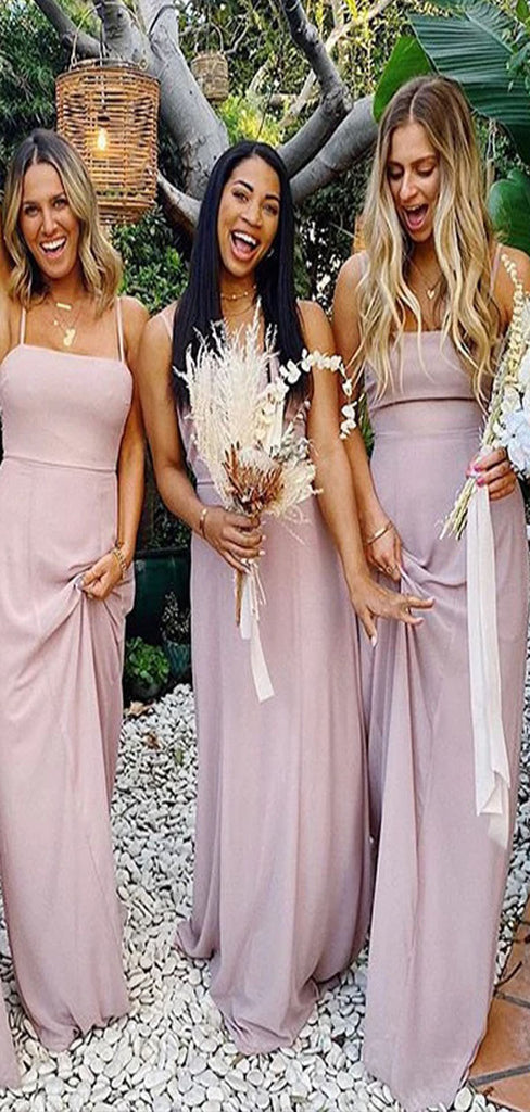 Simple A-Line Spaghetti Straps Elegant Cheap Long Wedding Party Bridesmaid Dresses Online, CP109