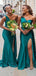 Sexy Green One Shoulder Side Slit Cheap Long Bridesmaid Dresses Online,CP10