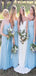 Elegant Sky Blue Mermaid Strapless Cheap Long Wedding Party Bridesmaid Dresses Online, CP112