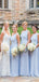 Elegant Light Blue A-Line One Shoulder Cheap Long Wedding Party Bridesmaid Dresses Online, CP113