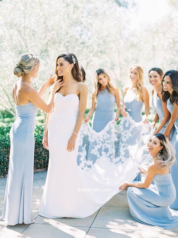 Charming Blue Mermaid Halter Sleeveless Popular Cheap Long Wedding Party Bridesmaid Dresses Online, CP115