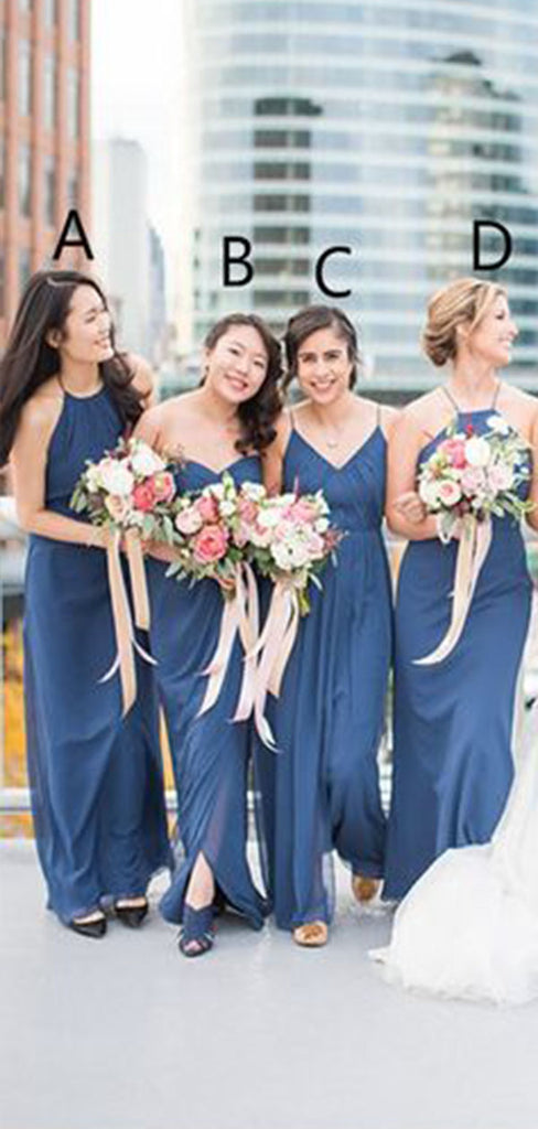 Mismatched Chiffon Popular Cheap Long Wedding Party Bridesmaid Dresses Online, CP116