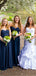 Unique A-Line Strapless Popular Cheap Long Wedding Party Bridesmaid Dresses Online, CP117