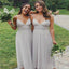 Simple A-Line V Neck Spaghetti Straps Popular Cheap Long Wedding Party Bridesmaid Dresses Online, CP118