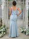 Elegant Blue Mermaid Spaghetti Straps Side Slit Popular Cheap Long Wedding Party Bridesmaid Dresses Online, CP119