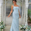 Elegant Blue Mermaid Spaghetti Straps Side Slit Popular Cheap Long Wedding Party Bridesmaid Dresses Online, CP119