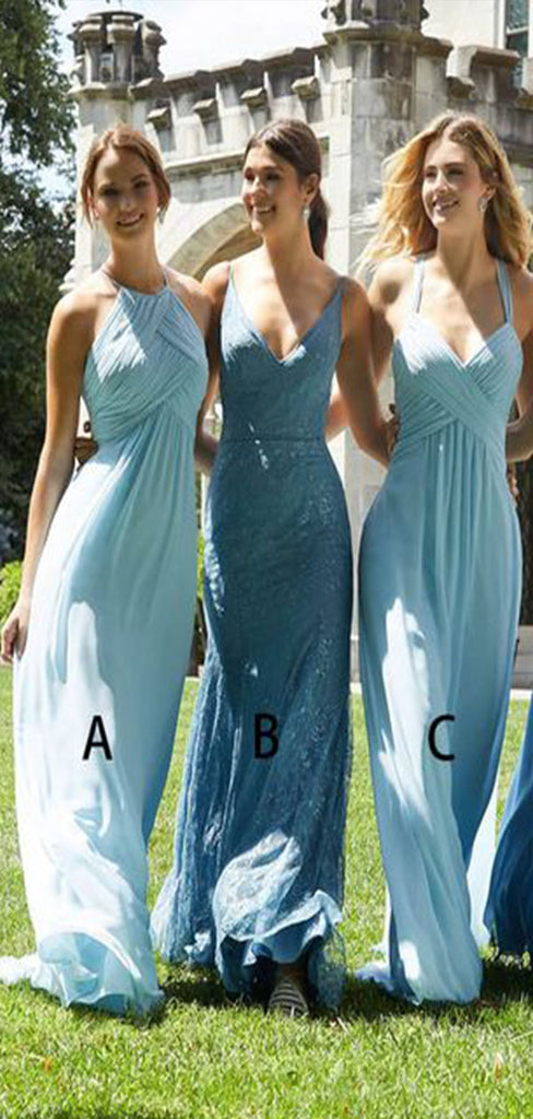 Mismatched A-Line Popular Cheap Long Wedding Party Bridesmaid Dresses Online, CP120