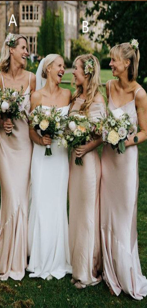 Mismatched Mermaid Champagne Popular Cheap Long Wedding Party Bridesmaid Dresses Online, CP122