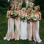 Mismatched Mermaid Champagne Popular Cheap Long Wedding Party Bridesmaid Dresses Online, CP122