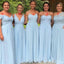 Mismatched Elegant Blue A-Line Popular Cheap Long Wedding Party Bridesmaid Dresses Online, CP127