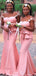 Popular Pink Mermaid Sweetheart Spaghetti Straps Ruffle Cheap Long Bridesmaid Dresses Online,CP12