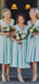 Simple A-Line V Neck Popular Cheap Short Wedding Party Bridesmaid Dresses Online, CP130