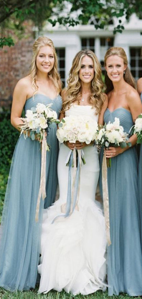 Simple A-Line Strapless Popular Cheap Long Wedding Party Bridesmaid Dresses Online, CP131