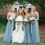 Simple A-Line Strapless Popular Cheap Long Wedding Party Bridesmaid Dresses Online, CP131