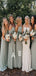 Mismatched Elegant A-Line Spaghetti Straps Popular Cheap Long Wedding Party Bridesmaid Dresses Online, CP132