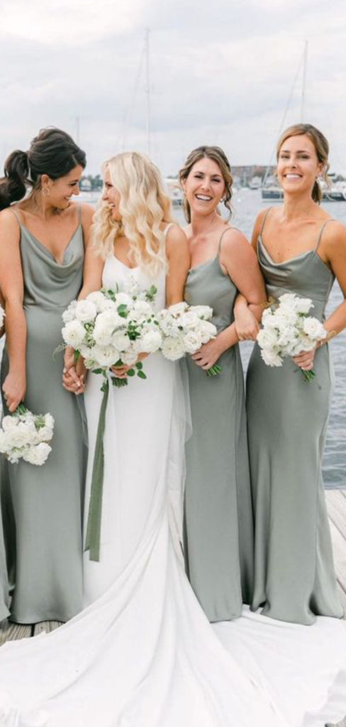 Sexy Mermaid Spaghetti Straps Popular Cheap Long Wedding Party Bridesmaid Dresses Online, CP133