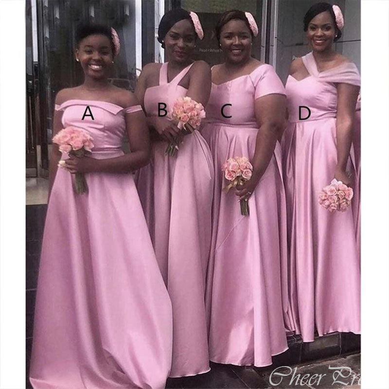 Mismatched Unique A-Line Cheap Popular Long Wedding Party Bridesmaid Dresses Online, CP137