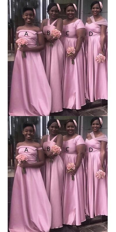 Mismatched Unique A-Line Cheap Popular Long Wedding Party Bridesmaid Dresses Online, CP137