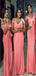 Charming Mermaid Cap Shoulder V Neck Cheap Popular Long Wedding Party Bridesmaid Dresses Online, CP138