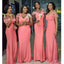 Charming Mermaid Cap Shoulder V Neck Cheap Popular Long Wedding Party Bridesmaid Dresses Online, CP138