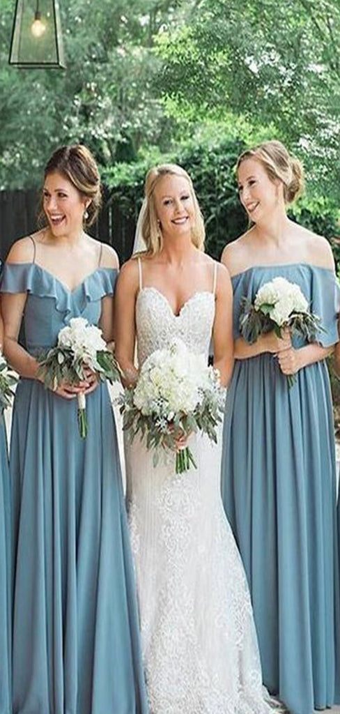 Mismatched A-Line Chiffon Cheap Popular Long Wedding Party Bridesmaid Dresses Online, CP143