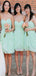 Gorgeous Mint Green Strapless Cheap Popular Short Wedding Party Bridesmaid Dresses Online, CP144