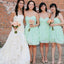 Gorgeous Mint Green Strapless Cheap Popular Short Wedding Party Bridesmaid Dresses Online, CP144