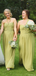 Mismatched Green A-Line Cheap Popular Long Wedding Party Bridesmaid Dresses Online, CP145