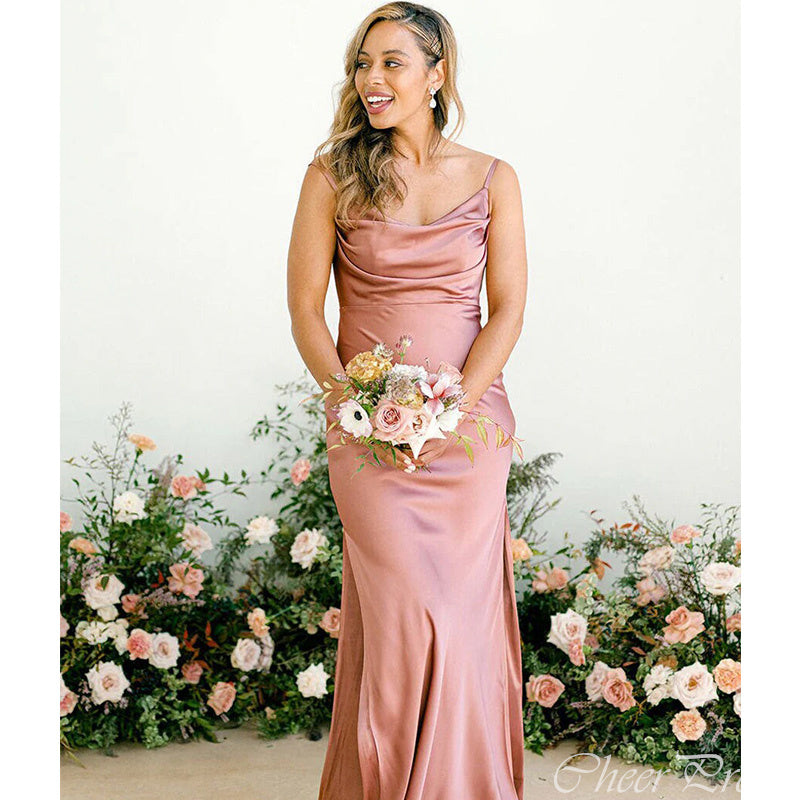 Elegant Mermaid Spaghetti Straps Cheap Popular Long Wedding Party Bridesmaid Dresses Online, CP149