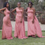 Unique Pink Mermaid One Shoulder Cheap Popular Long Wedding Party Bridesmaid Dresses Online, CP156