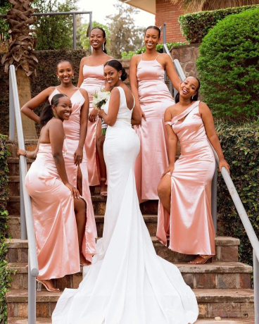 Mismatched Mermaid Side Slit Cheap Popular Long Wedding Party Bridesmaid Dresses Online, CP157