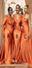 Mismatched Burnt Orange Mermaid Cheap Popular Long Wedding Party Bridesmaid Dresses Online, CP159