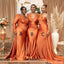 Mismatched Burnt Orange Mermaid Cheap Popular Long Wedding Party Bridesmaid Dresses Online, CP159