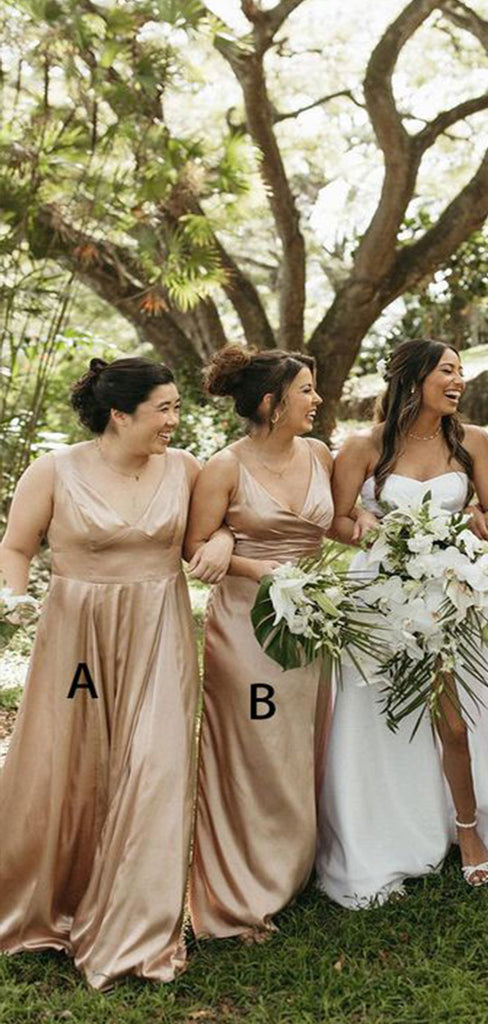 Mismatched Soft Satin Cheap Popular Long Wedding Party Bridesmaid Dresses Online, CP160